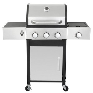 BestParts 3 Propane Grill, Outdoor Gas Griddle with Side Burner, 37230 BTU, Enameled Cast Iron Grates for Patio Cooking - 1 of 4