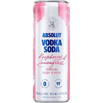 Absolut Raspberry & Lemongrass Sparkling Vodka Soda - 4pk/355ml Cans