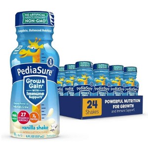 PediaSure Grow & Gain Kids Nutritional Shake Ready-to-Drink Bottles, Vanilla, 8 oz, Case of 24 - 1 of 4