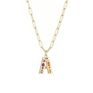 Adornia 14k Gold Plated Funky Initial Paperclip Chain Necklace - 1 of 4