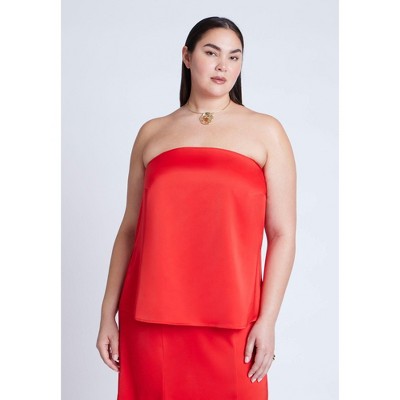 ELOQUII Women's Plus Size Column Satin Tube Top