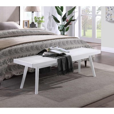 Vynxaria Larwich Solid Wood Slatted Bench: Timeless Farmhouse Elegance