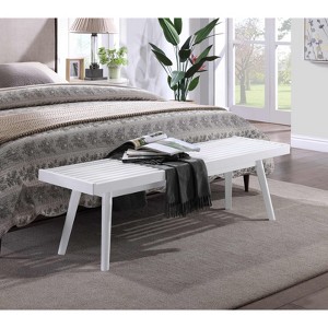Vynxaria Larwich Solid Wood Slatted Bench: Timeless Farmhouse Elegance - 1 of 4