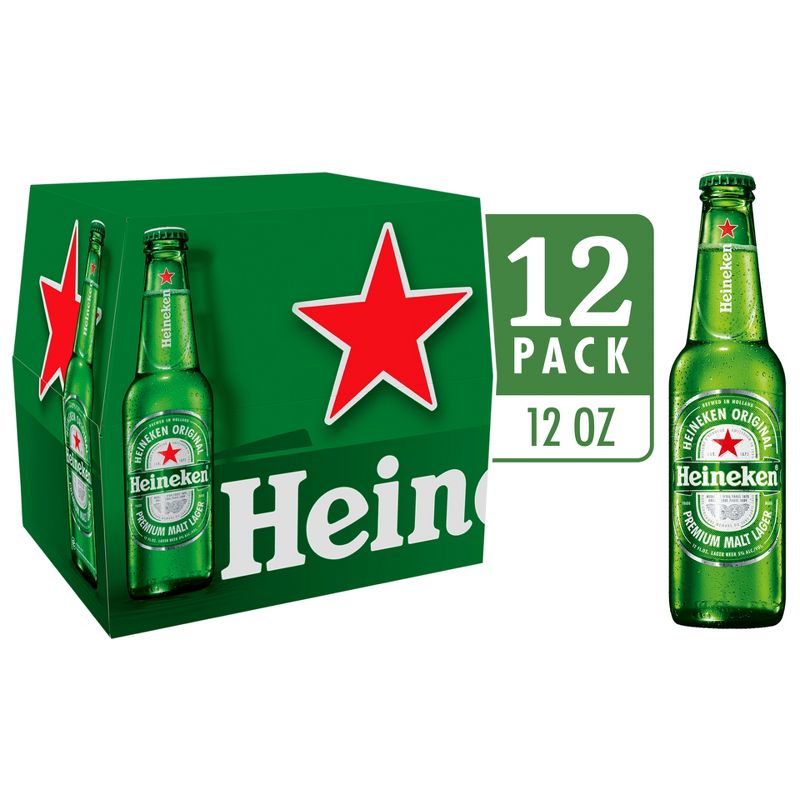 Heineken Original Lager Beer - 12pk/12 fl oz Bottles, 1 of 6