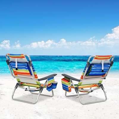 Colorful Striped Aluminum Folding Beach Chairs with Arms