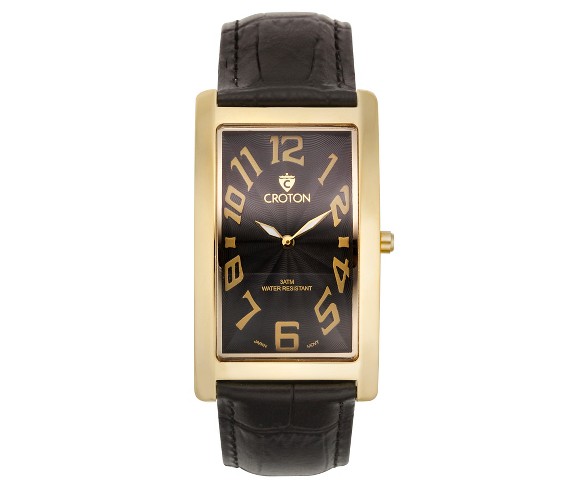 Men's Croton Analog Watch - Goldtone Black Dial
