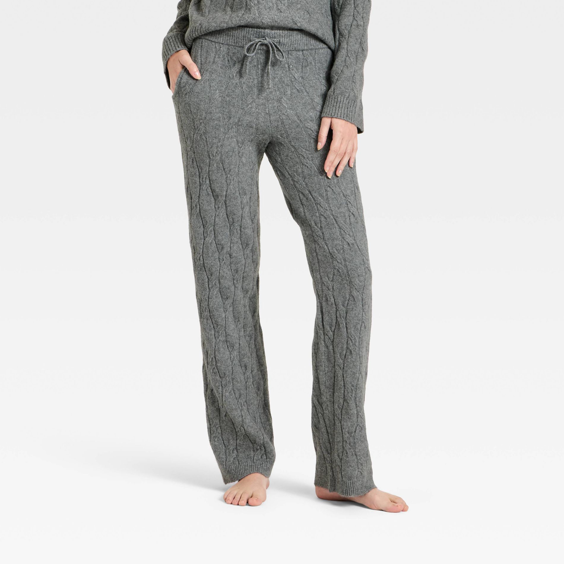Women's Mid-Rise Cozy Knit Ankle Pull-On Pants - Universal Thread™ Heather Gray