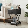 VECELO 1-Drawer Nightstands Set of 1/2 End Side Tables Modern X Design Metal Bedside Tables with Open Shelf Brown - 3 of 4
