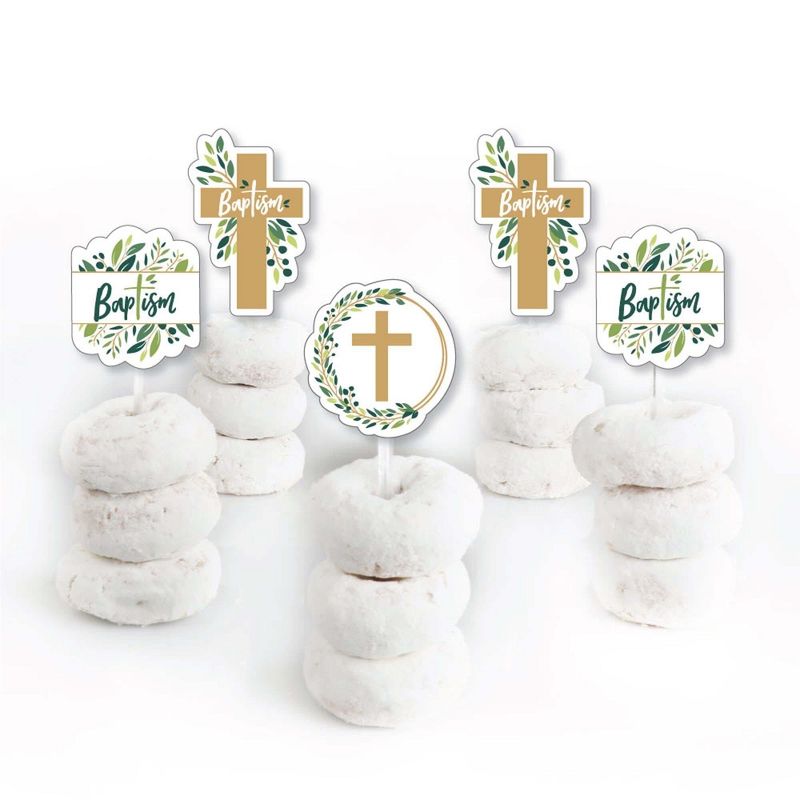 Big Dot of Happiness Baptism Elegant Cross - Dessert Cupcake Toppers - Religious Party Clear Treat Picks - Set of 24, 2 of 8