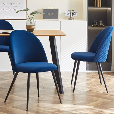 NicBex Velvet Dining Chairs Set of 4,Armless Upholstered Kitchen Chair with High Back and Black Metal Legs for Dining Room,Kitchen