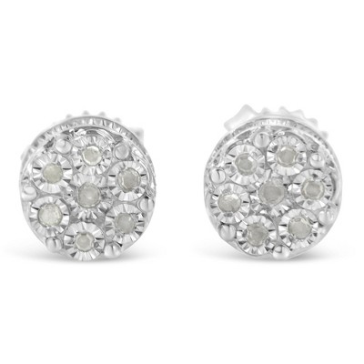 Haus of Brilliance Sterling Silver Diamond Cluster Stud Earrings