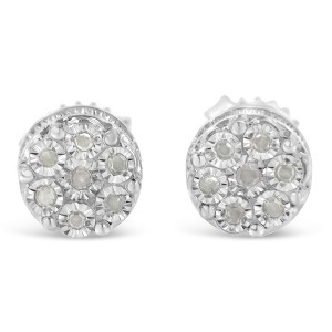 Haus of Brilliance Sterling Silver Diamond Cluster Stud Earrings - 1 of 4
