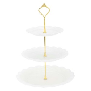 Unique Bargains Circular 3-Layer Dessert Cupcake Stand with Layered Serving Tray for Pastries Donuts and Fruits - 1 of 4