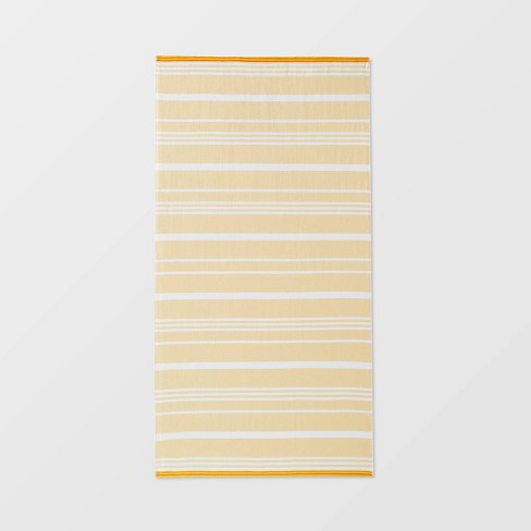 Yellow and white discount striped bath towels