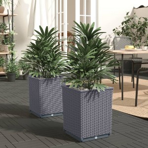 vidaXL Planters 2 pcs Dark Gray 11.8"x11.8"x14.6" Polypropylene - 1 of 4