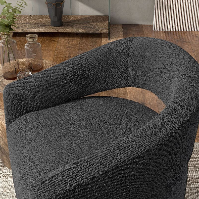 24/7 Shop At Home Stormherald Modern Boucle Upholstered Swivel Barrel Chair with Open Back, 4 of 10