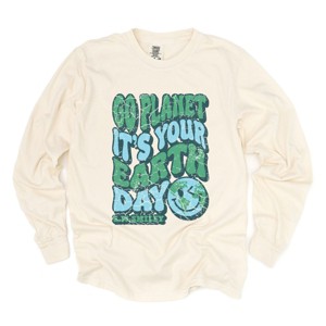 Simply Sage Market S.W.Smiley Go Planet It's Your Earth Day Garment Dyed Long Sleeve - 1 of 4
