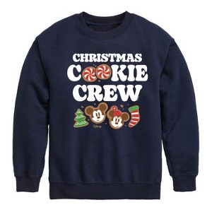 Boys' - Disney - Mickey and Minnie Christmas Cookie Crew Graphic Long Sleeve Fleece Sweatshirt - 1 of 4
