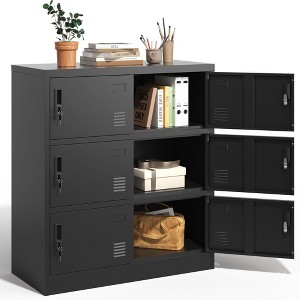 Munora - 6-Door Metal Employee Storage Locker with Locks - Steel Gym Lockers for Office/School - Black - 1 of 4