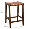 Genuine Leather Counter Stool with Padded Seat and Sturdy Frame, Mid-Century Modern Design for Kitchen or Home Bar - 2 of 4