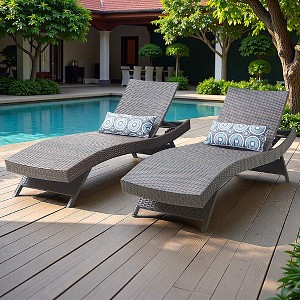 Probe Hues 2 PCS Wicker Patio Lounge Chair with 5-Ajustable Backrest and Pillow - 1 of 4