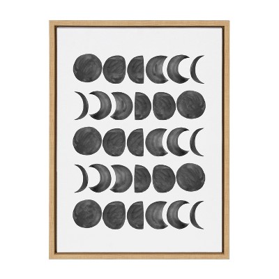 Kate and Laurel 901 Moon Phases Black on White by Teju Reval, 18x24, Natural