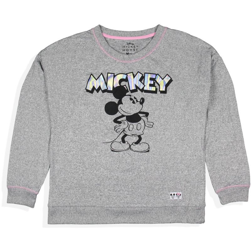 Disney Womens' Mickey Mouse Foil Long Sleeve Pajama Top Sleepwear Shirt, 2 of 6