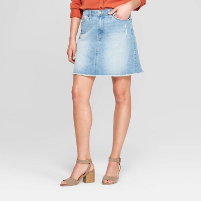 destructed denim skirt