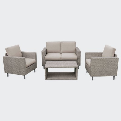 Tybee 4pc Seating Set with Sunbrella - Cast Ash - Leisure Made