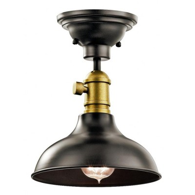 Vintage Olde Bronze Mini Pendant with Black Cone Shade