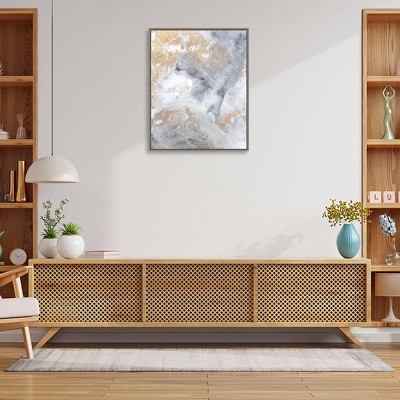 Gold Fusion II Gray and Silver Abstract Canvas Wall Art Print