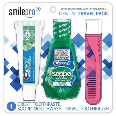 Crest Smile Pro Travel Dental Pack with Mouthwash and Toothpaste - Trial Size - 3ct