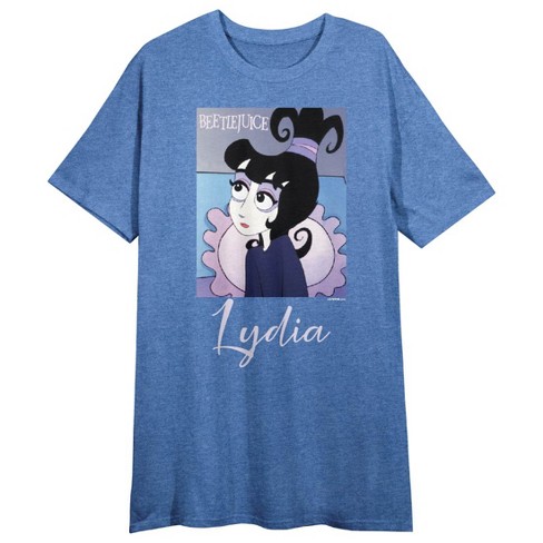 Beetlejuice Animated Series Lydia Crew Neck Short Sleeve Blue Heather Women's Night Shirt - image 1 of 3