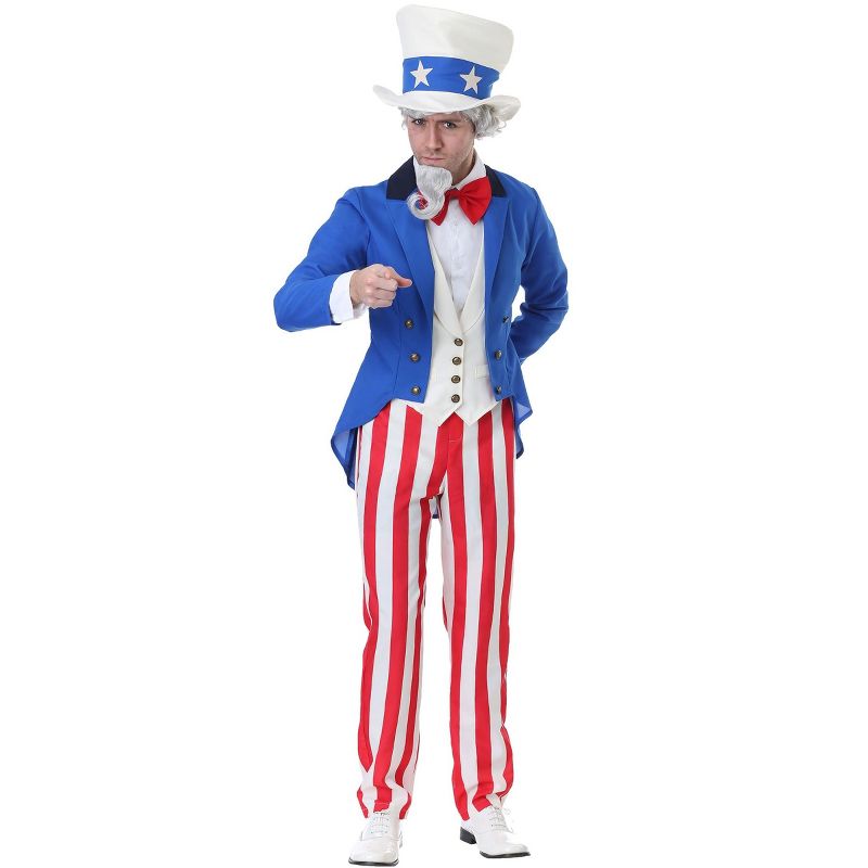 HalloweenCostumes.com 2X  Men  Men's 4th of July Suit Costume, Blue/White/Red, 2 of 4