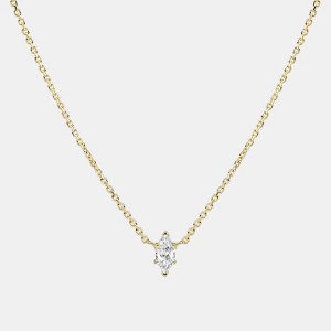 Hollywood Sensation 18K Gold Plated Sterling Silver Dainty Cable Chain Necklace with Marquise-Cut Cubic Zirconia Pendant 16 Inches Gold - 1 of 2