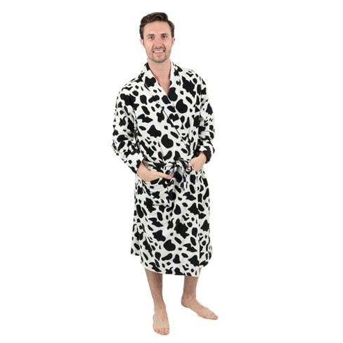 Leveret Mens Flannel Robe Black & White Plaid M