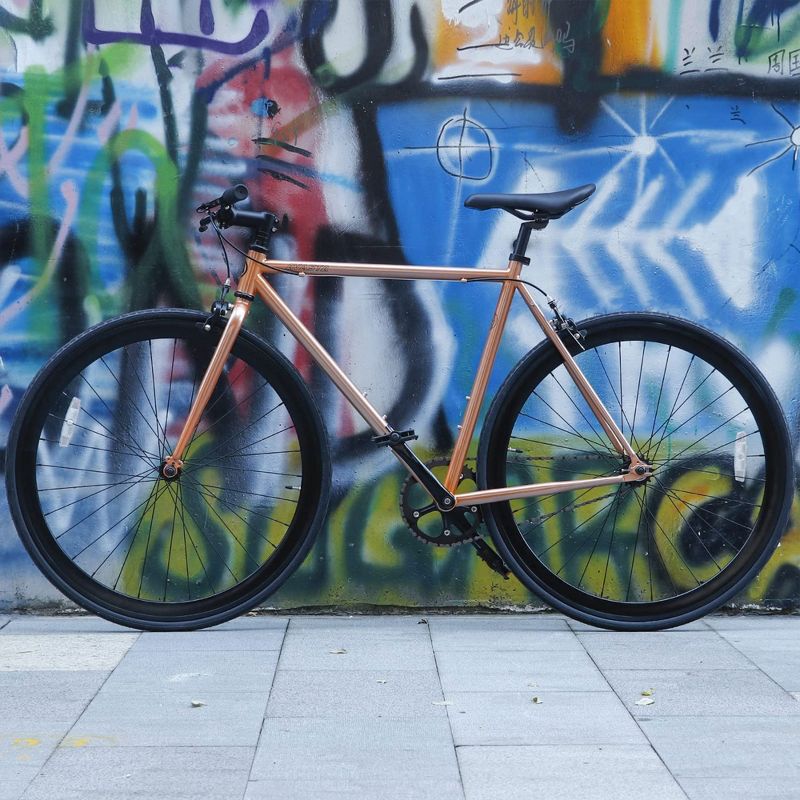 AVASTA BA9002WF-2 700C 54 Inch Single Speed Loop Fixed Gear Commuter Fixie Bike w/ High-TEN Steel Frame for Adults 5' 6" to 5' 11", Iridescent Copper, 4 of 7