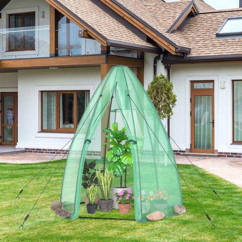 Costway 5.5'x 5.5'x 6' Portable Mini Garden Greenhouse with Window & Roll-up Zippered Door, 1 of 10