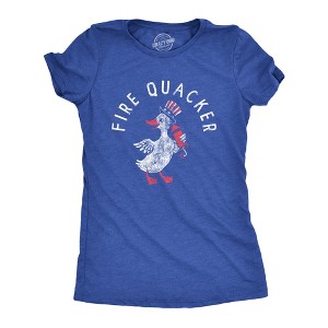 Womens Fire Quacker T Shirt Funny Sarcastic Fourth Of July Party Duck Fireworks Joke Graphic Tee For Ladies - Crazy Dog Women's T Shirt - 1 of 4