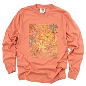 Simply Sage Market Fall Floral Glitter Garment Dyed Long Sleeve - 1 of 4