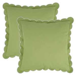 REGALWOVEN Cotton Modern Soft Cozy Throw Pillow Covers with Scalloped Wavy Edge Designs for Home Decor 18 x 18 Inch 2 Pcs - 1 of 4