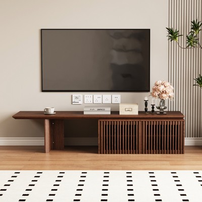 LOVSON 78to110''Extendable TV media cabinet, suitable for 55''above TVs, entertainment center with storage function, suitable for living rooms