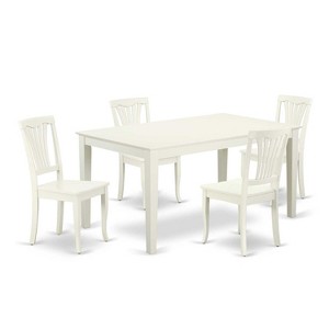 Rectangular Dining Set 5Pc 60 Inch Table with 4 Chairs - Modern Farmhouse Style - 1 of 4