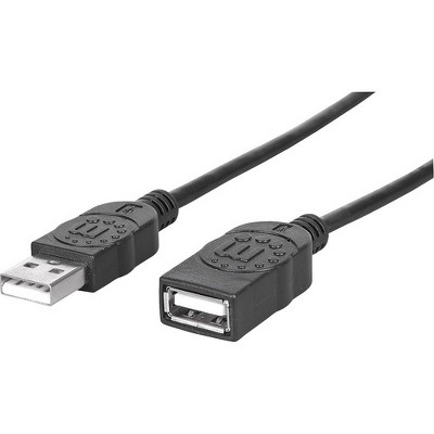 Manhattan Hi-Speed USB 2.0 A Male/A Female Extension Cable, 6', Black, Retail Pkg