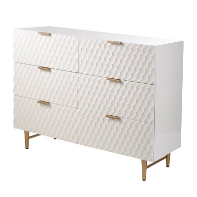 Lexi Cream and Gold Six Drawer Accent Dresser
