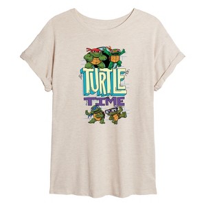 Women's - Teenage Mutant Ninja Turtles Mutant Mayhem - Turtle Time Oversized Graphic T-Shirt - 1 of 4