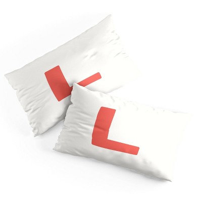 Deny Designs King April Lane Art Block Red Monogram L Microfiber Printed Pillow Sham