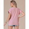 INSPIRE CHIC Women's Eyelet Short Sleeve Round Neck Hollow Out Summer Dressy Casual Blouses - 3 of 4