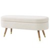 Aoibox Upholstered Boucle Fabric Ottoman Bench with Golden Metal Legs, Footrest for Bedroom, Living Room, Entryway, Bed Side in Beige - 2 of 4