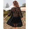 Eomenie Women's Contrast Lace Bathing Suit Cover Up V-Neck Swimsuit Coverups Loose Swimwear Beach Dress Beachwear - 2 of 3